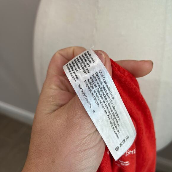 Eileen Fisher Red Organic Linen Button Front Top Boxy Size L - Picture 7 of 7